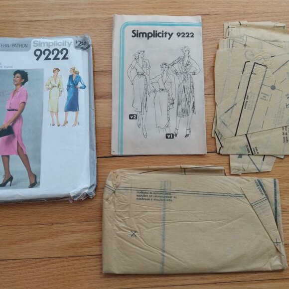 Vintage Mock Wrap Dress Sewing Pattern Size 12 Simplicity 9222 70s Retro - Picture 13 of 16